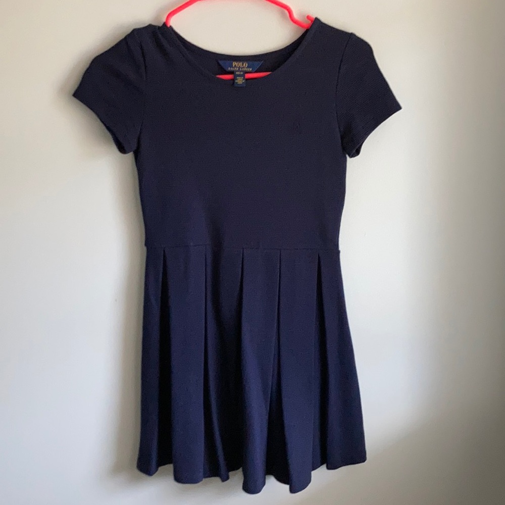 Polo girls navy blue short sleeves cotton dress